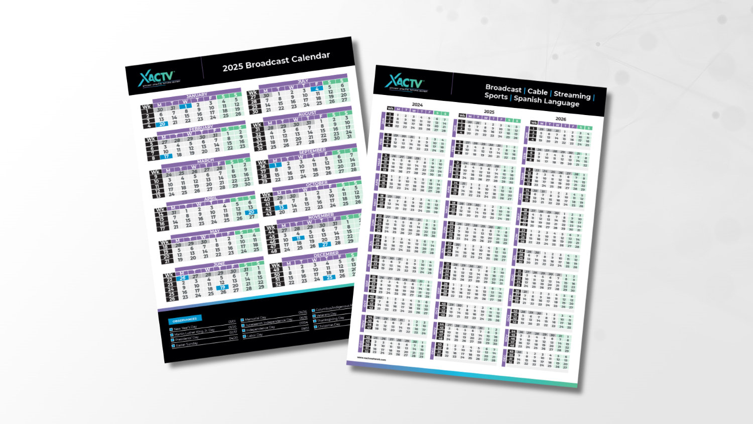 2025 Broadcast Calendar XACTV