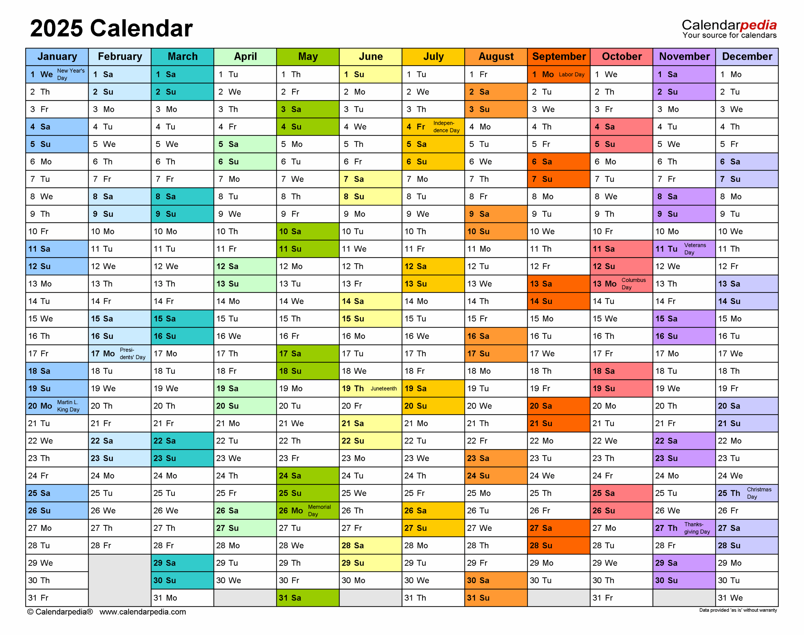 June 2025 Excel Calendar
