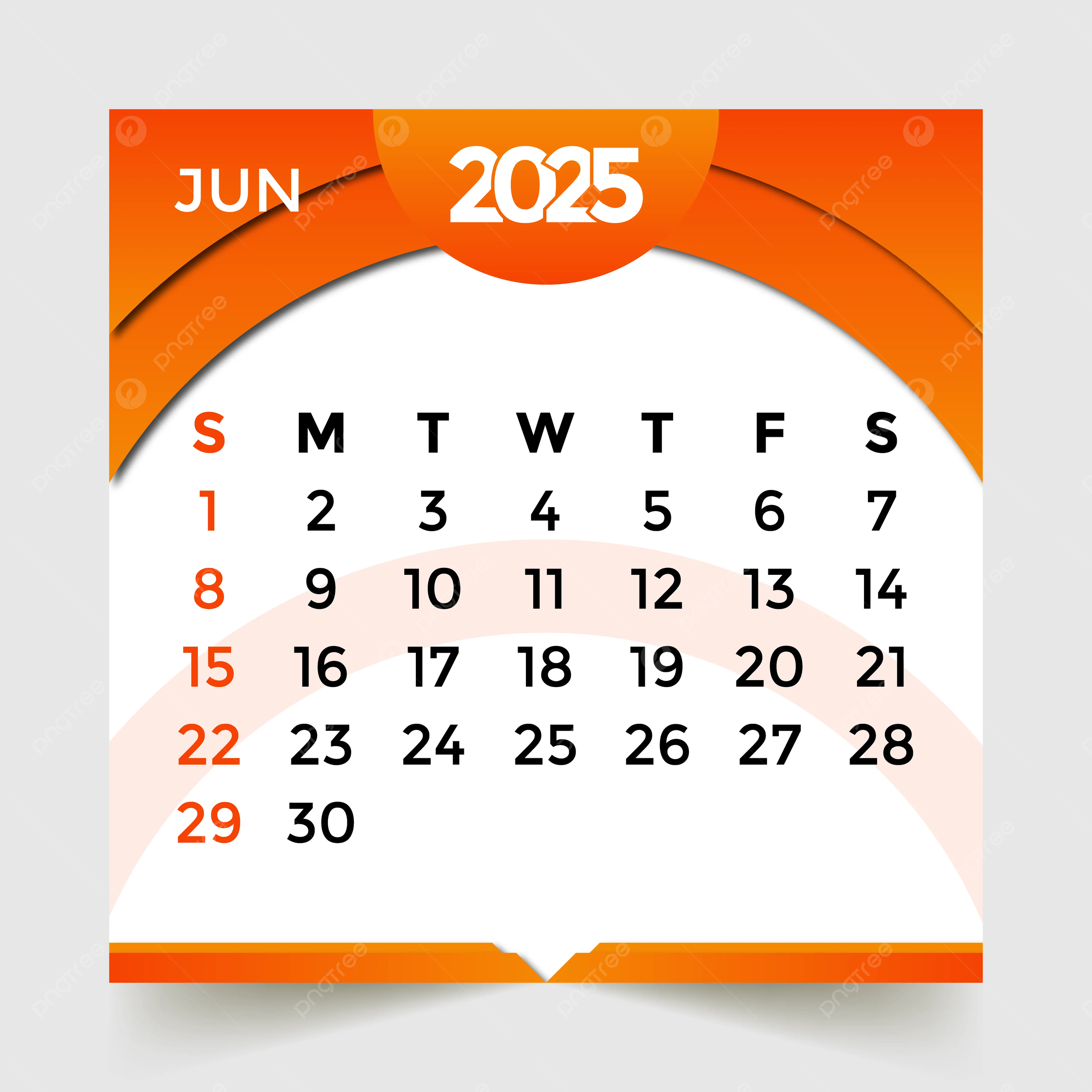2025 Calendar Month Of June Vector Template Download On Pngtree