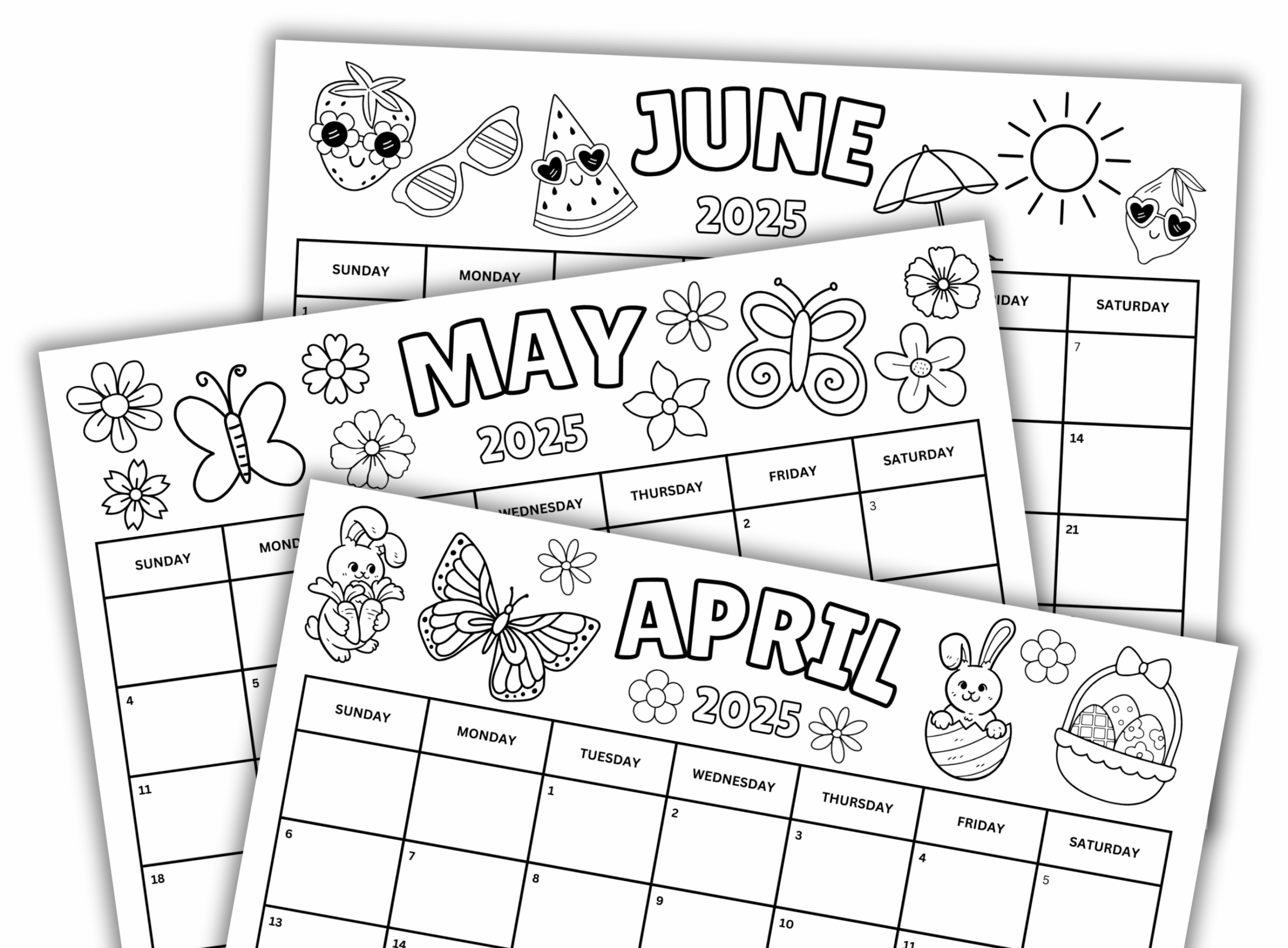 2025 Coloring Calendar Download 2025 Calendar Printable Activity 