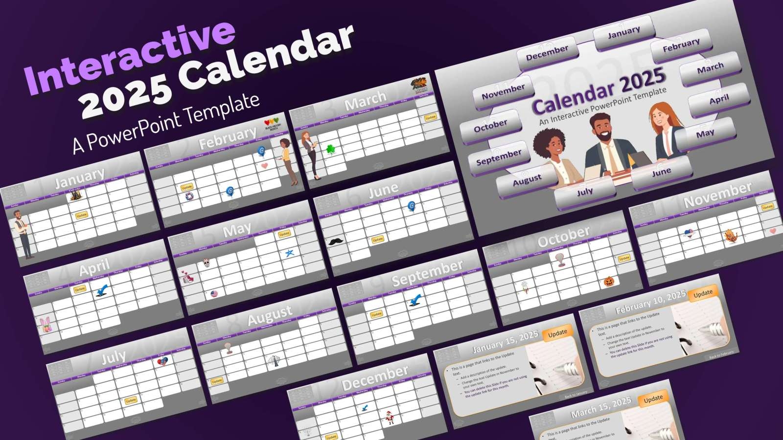 2025 Interactive PowerPoint Calendar PresenterMedia