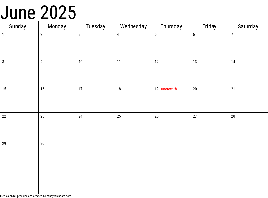 2025 June Calendars Handy Calendars