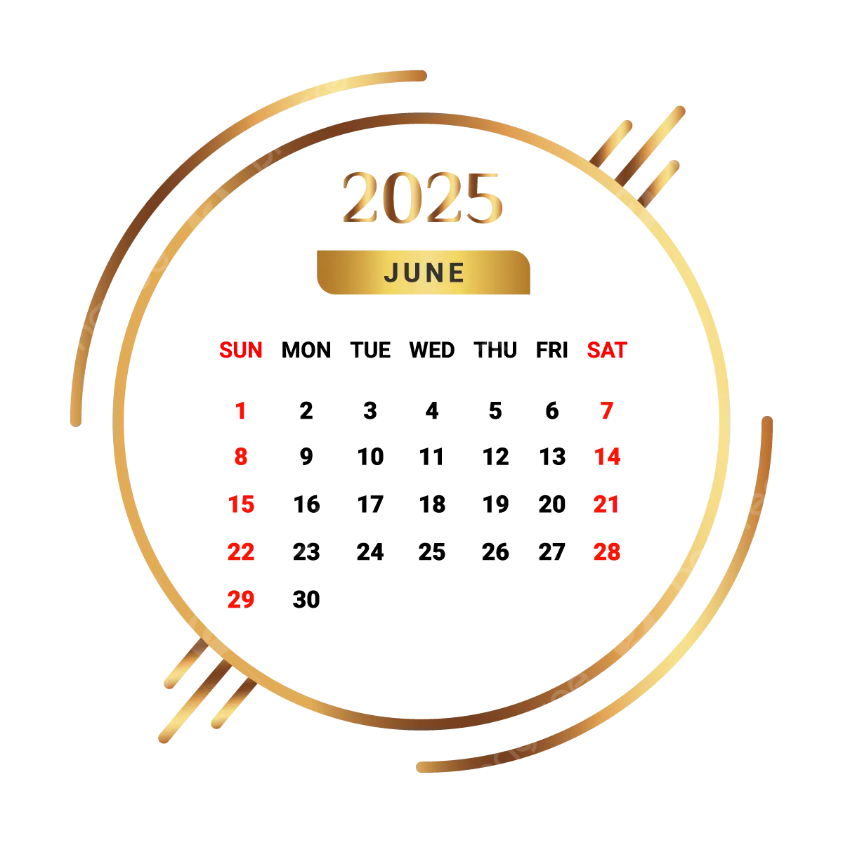 2025 June Month Calendar Golden And Black Vector Monthly Calendar Calendar June 2025 PNG And Vector With Transparent Background For Free Download
