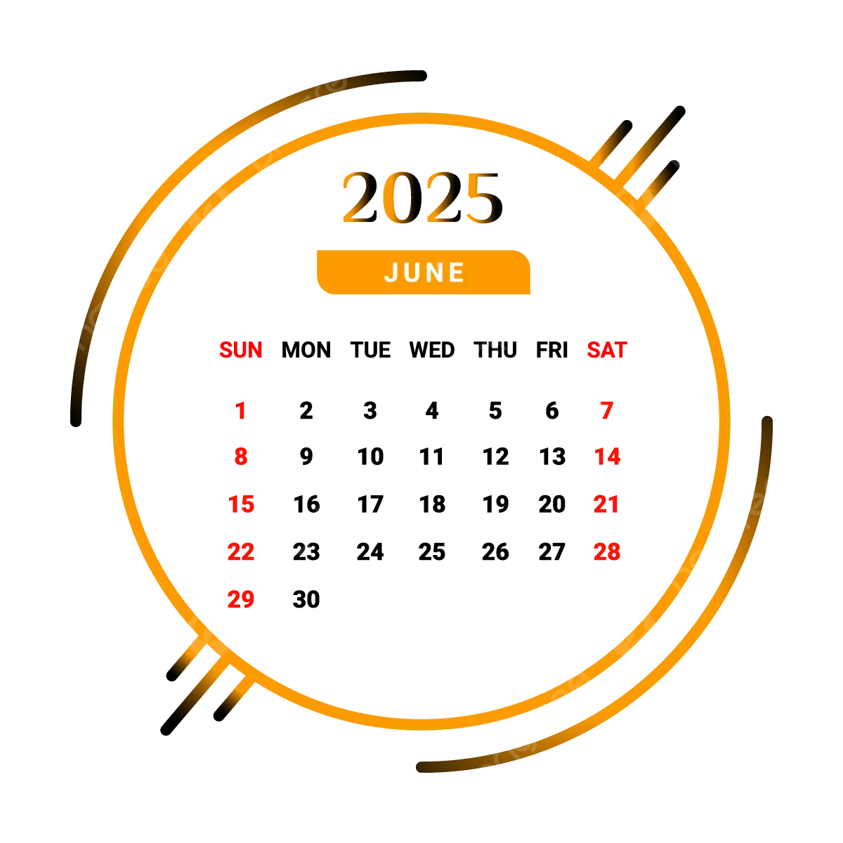 2025 June Month Calendar Yellow And Black Unique Design Vector Monthly Calendar Calendar June 2025 PNG And Vector With Transparent Background For Free Download