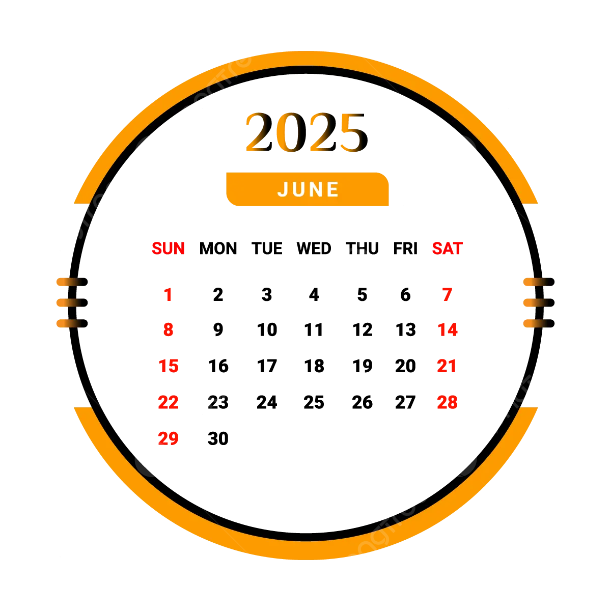 2025 June Month Calendar Yellow And Black Vector Monthly Calendar Calendar June 2025 PNG And Vector With Transparent Background For Free Download