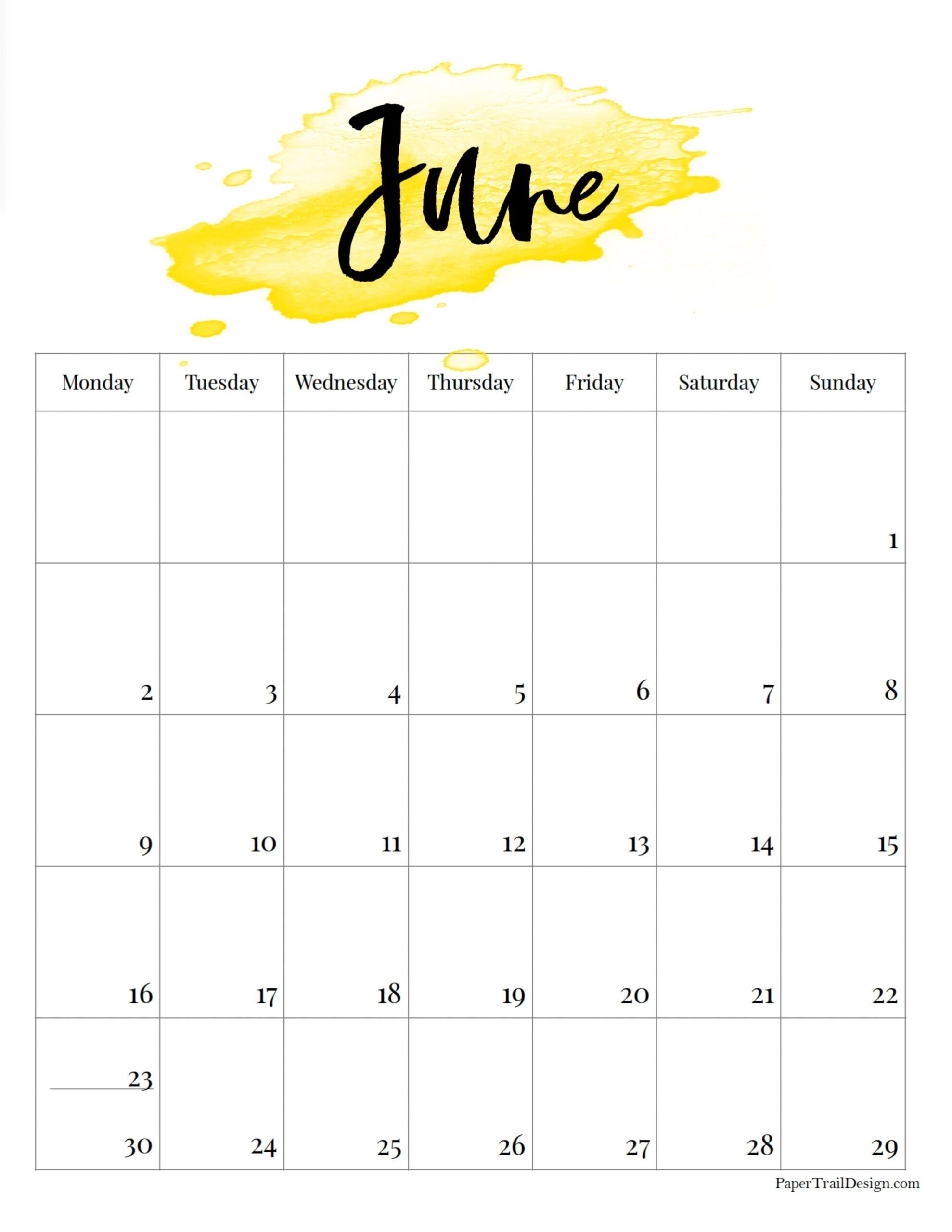 June 2025 Calendar Monday Start
