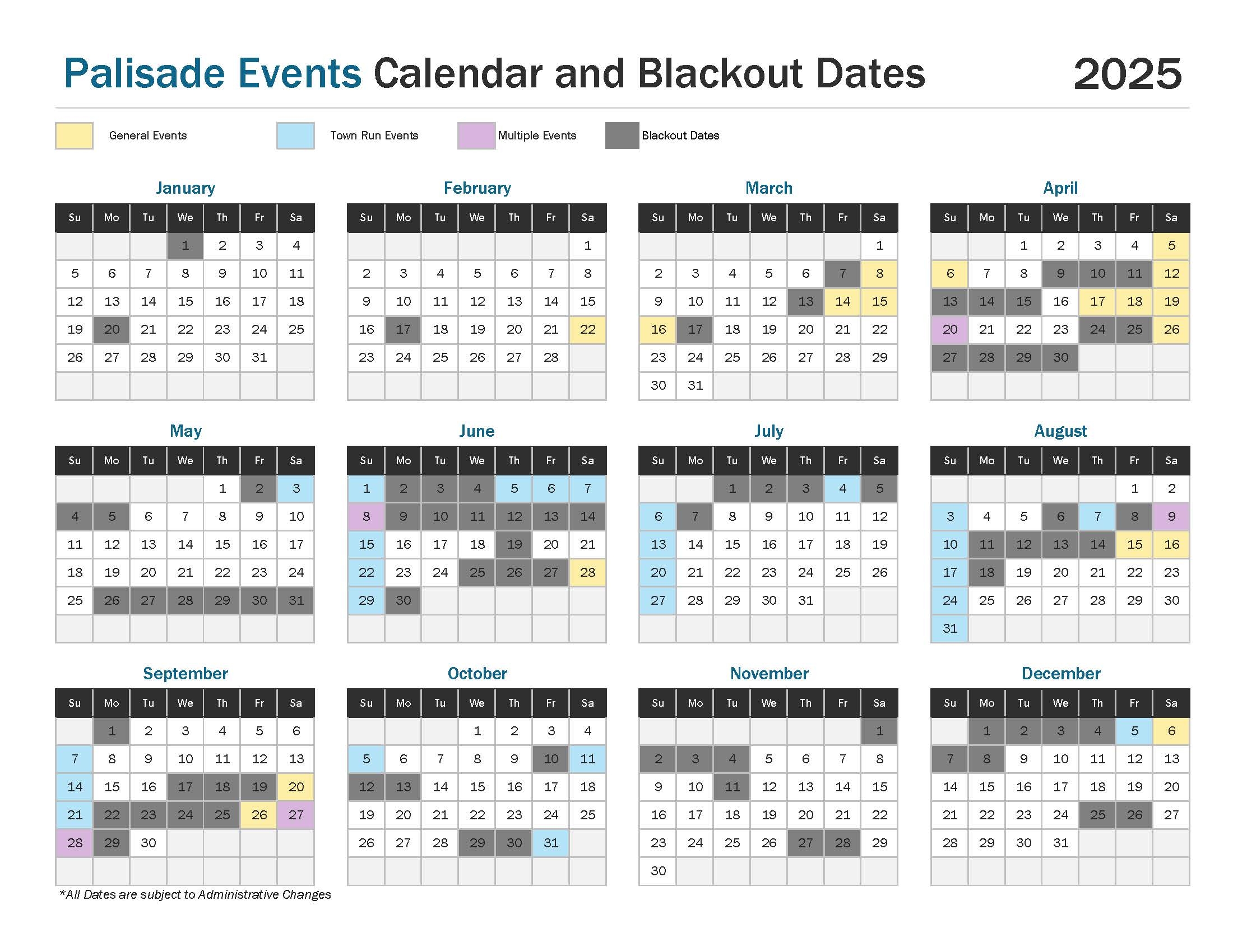 2025 Special Events Calendar And Blackout Dates Town Of Palisade