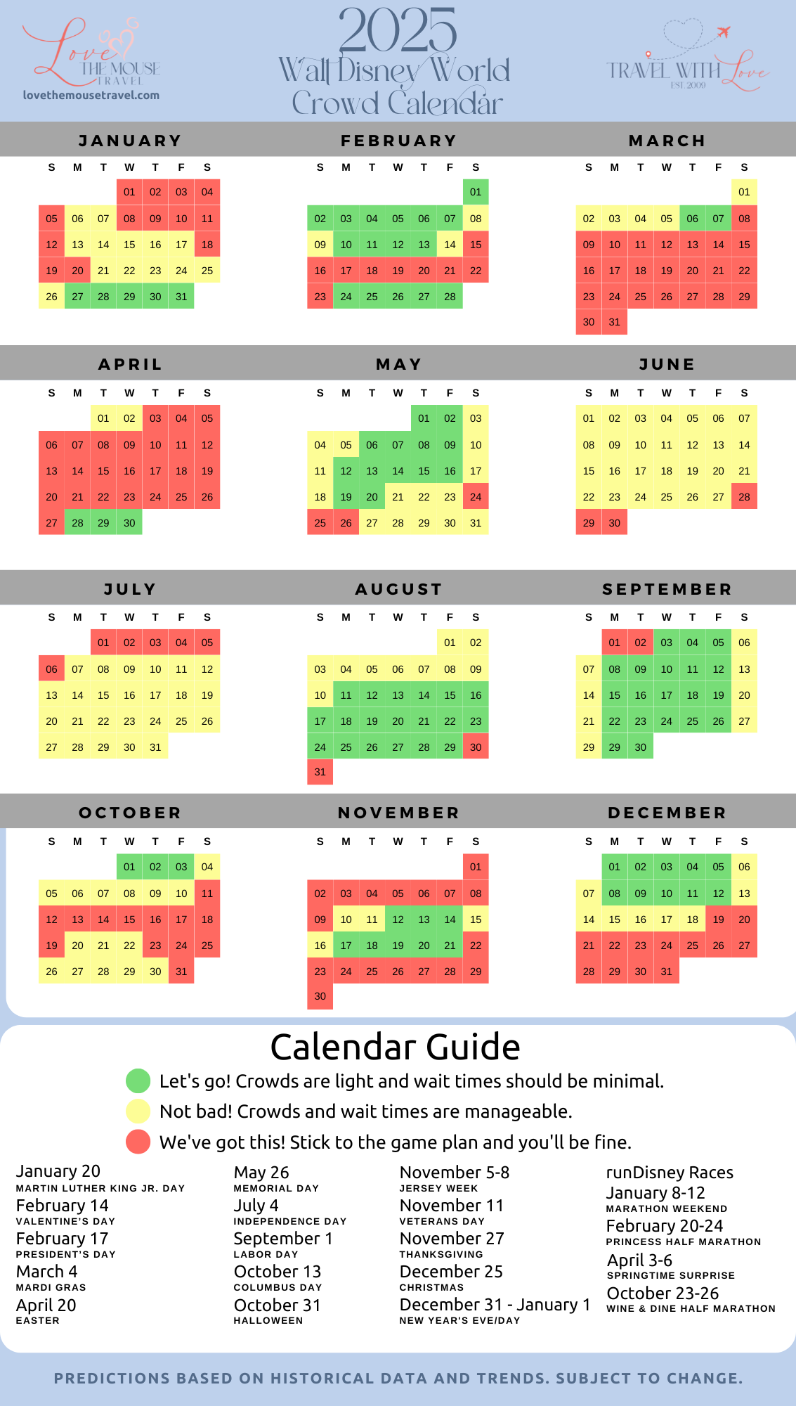 2025 Walt Disney World Crowd Calendar Love The Mouse Travel