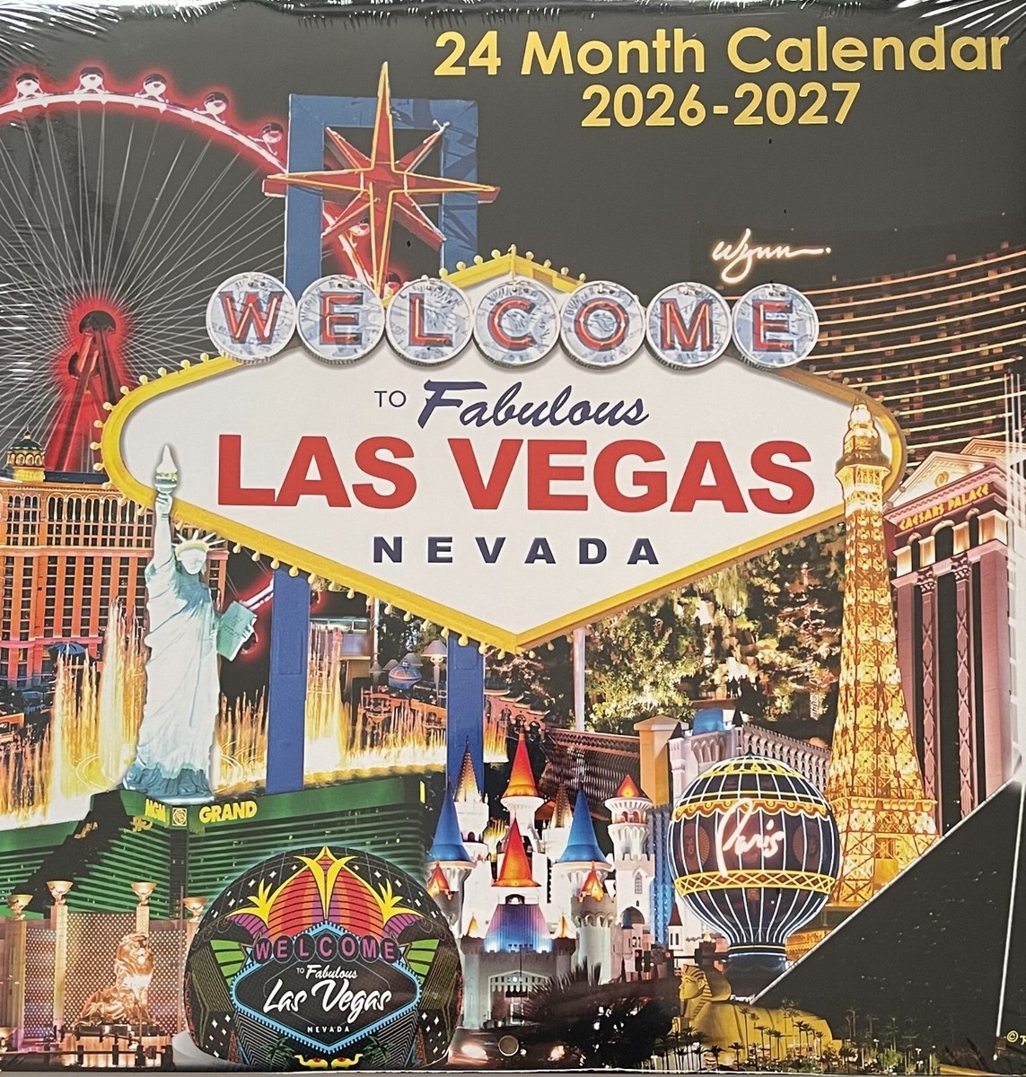 2026 2027 Las Vegas Sign Hotel Casino 24 Month Wall Calendar Fremont Luxor TI
