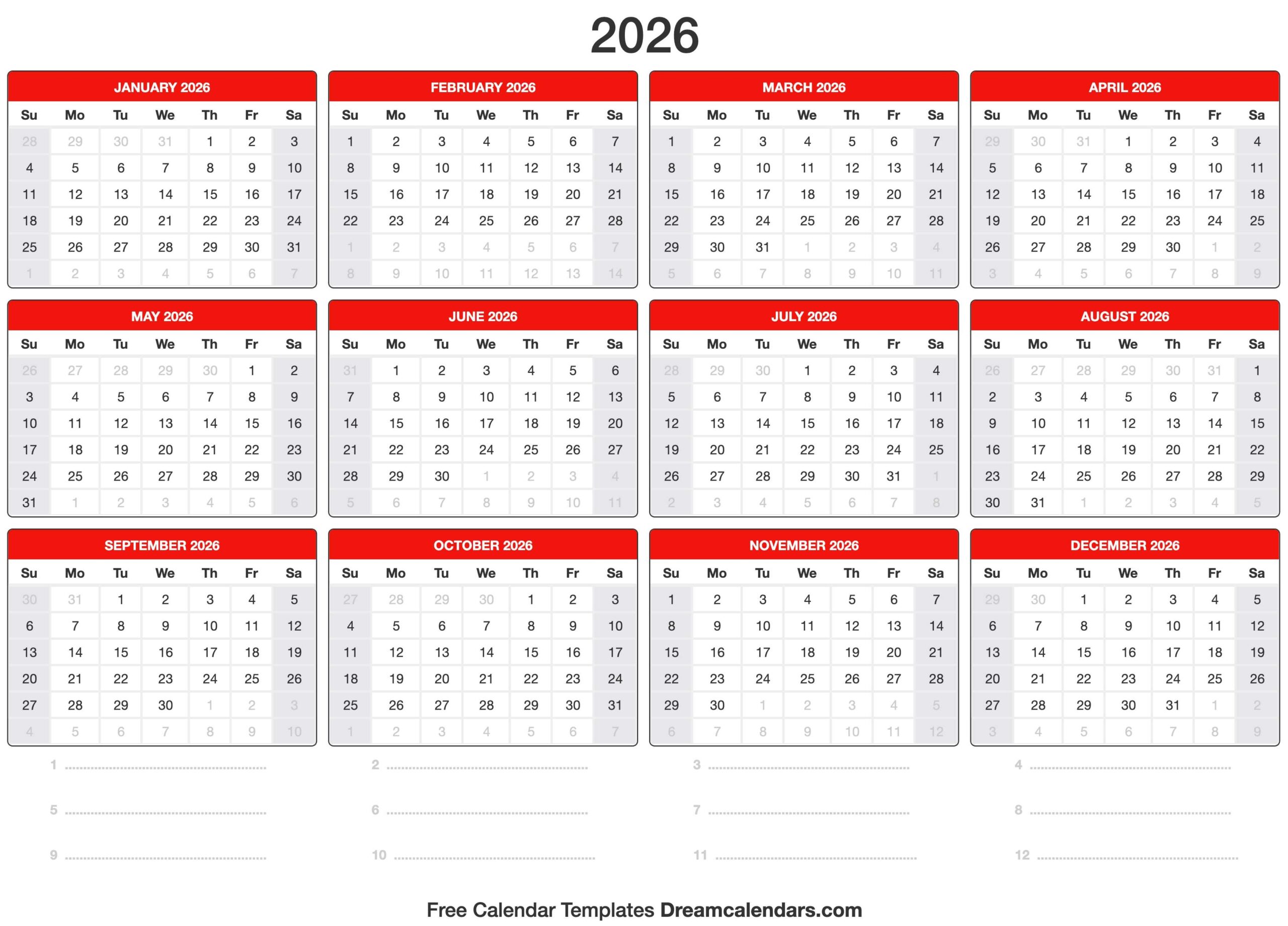 2026 Calendar