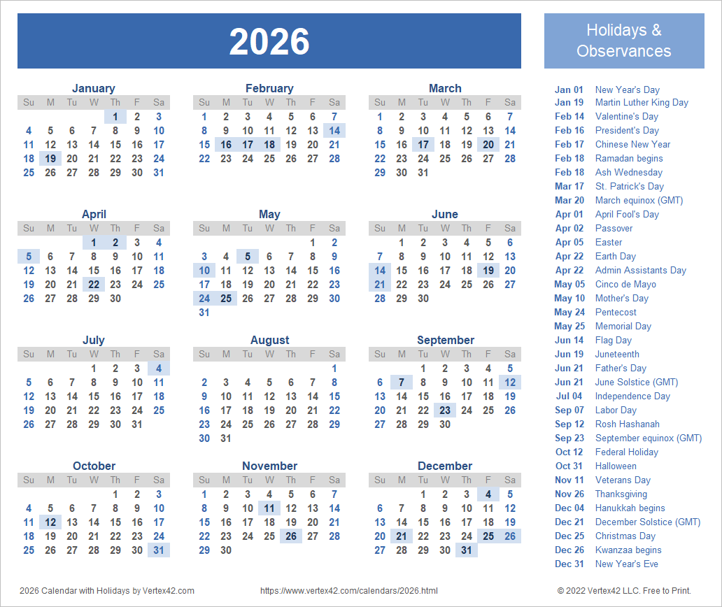 April 2026 Calendar Excel