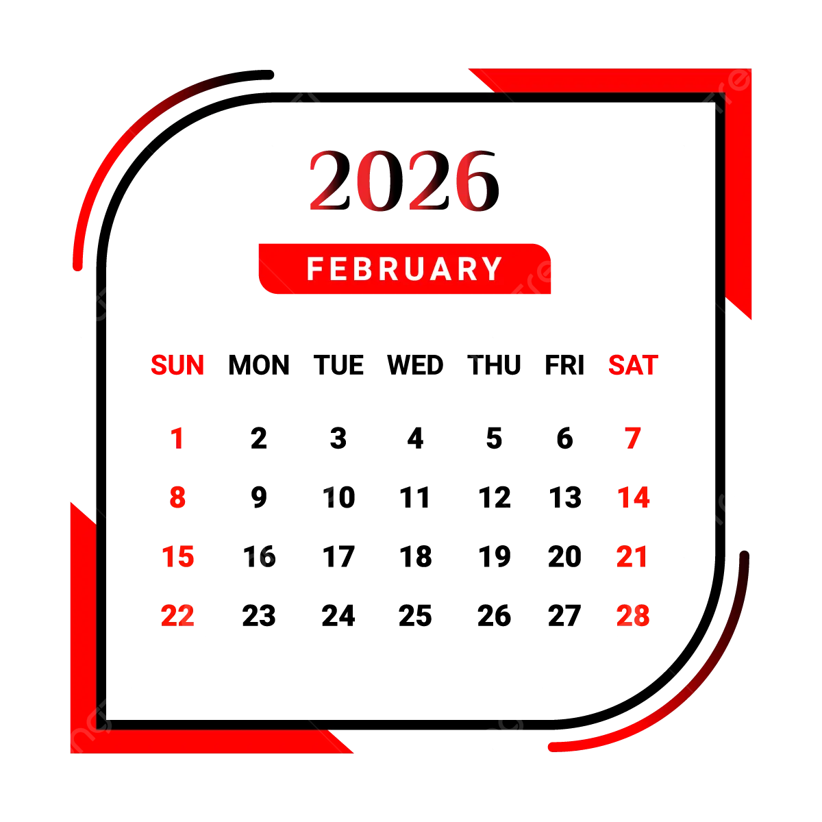 February Calendar For 2026