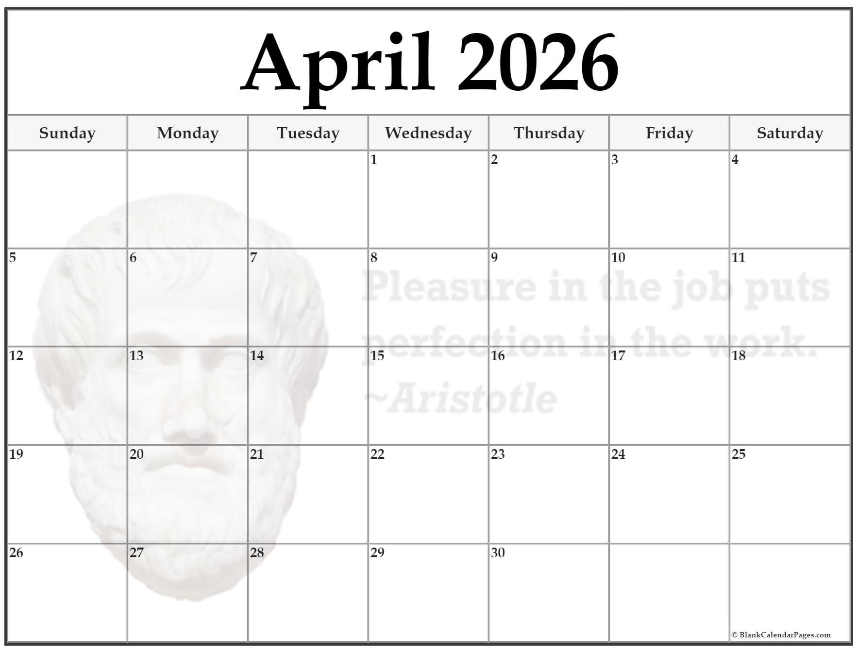 Images Of April 2026 Calendar
