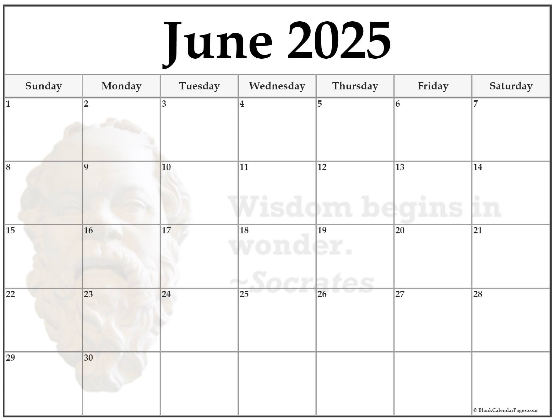 Blank Calender June 2025