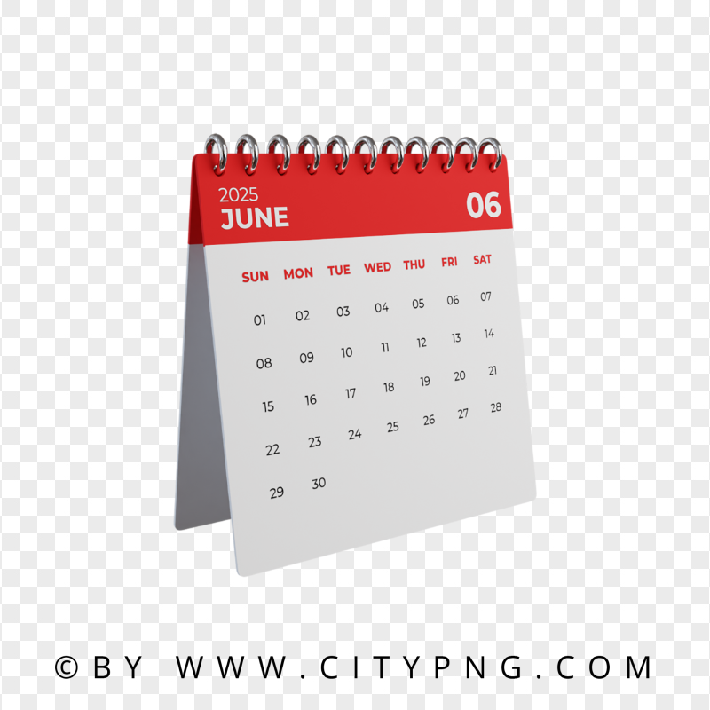 3D June 2025 Monthly Calendar Citypng
