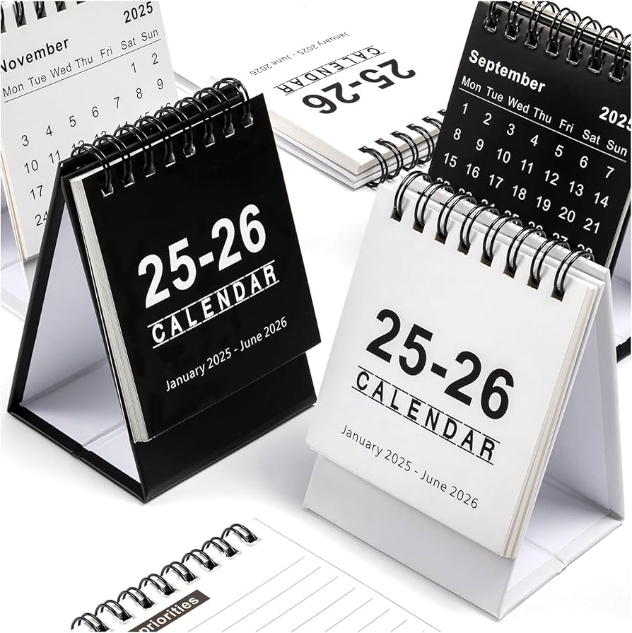 6 Pack Mini Calendar 2025 January 2025 June 2026 Small Desktop Calendar Easy To Read Thick Paper Daily Schedule For Home Office School 3 X 4 