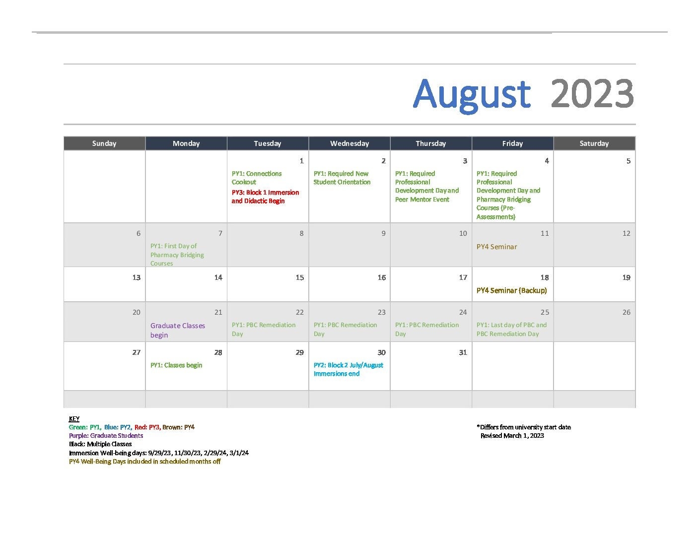 Academic Calendar 2023 2024 03012023 FAO UNC Eshelman School Of 