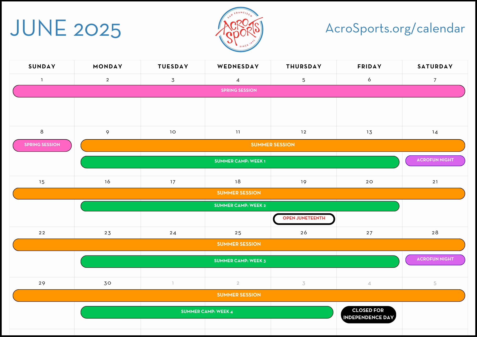 AcroSports Calendar AcroSports
