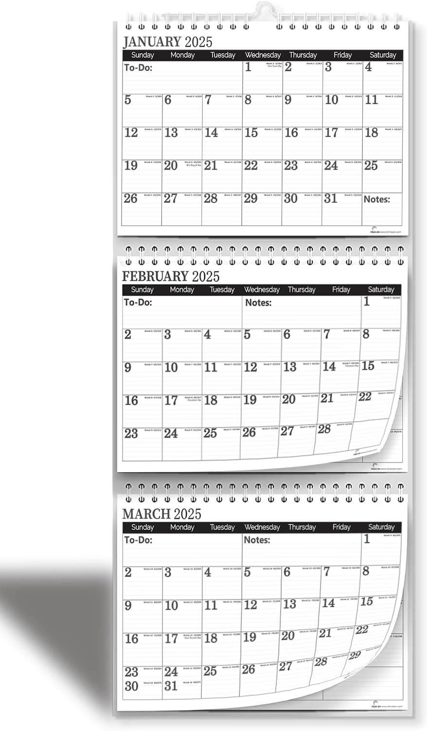 3 Month Calendar November December January 2026