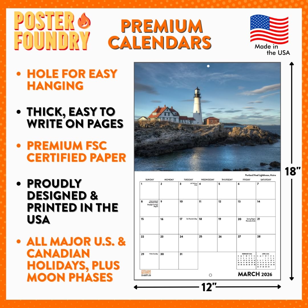 Amazon Boston Calendar 2025 Wall Monthly 12 Month American Made In The USA Office Products