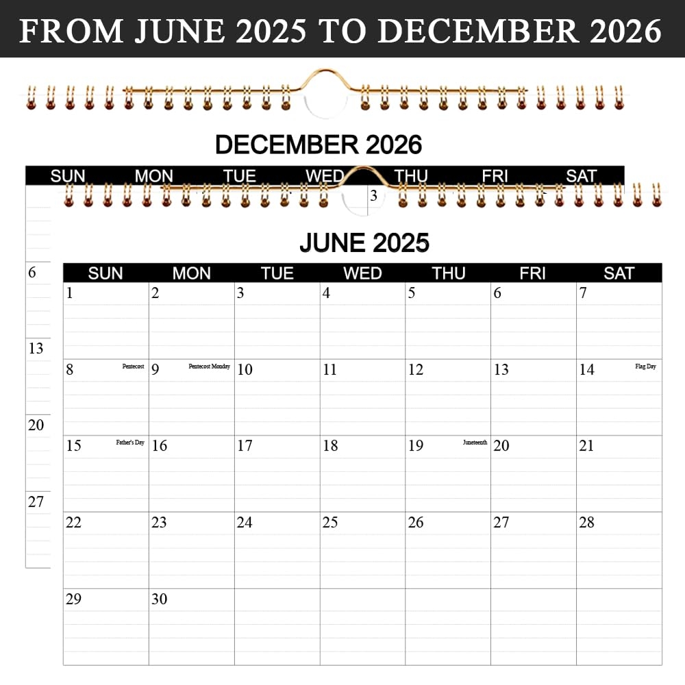 Amazon Calendar 2025 2026 Wall Calendar 2025 26 Runs From June 2025 To December 2026 19 Months Calendar With Thick Paper For Planning At Home Or Office 8 5 X 11 Inch Black Office Products