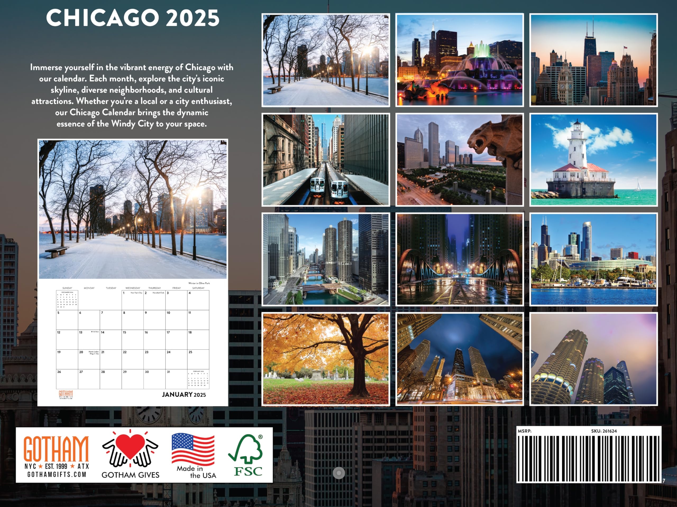 Amazon Chicago Calendar 2025 Monthly Wall Calender 12 Month American Made In The USA Office Products