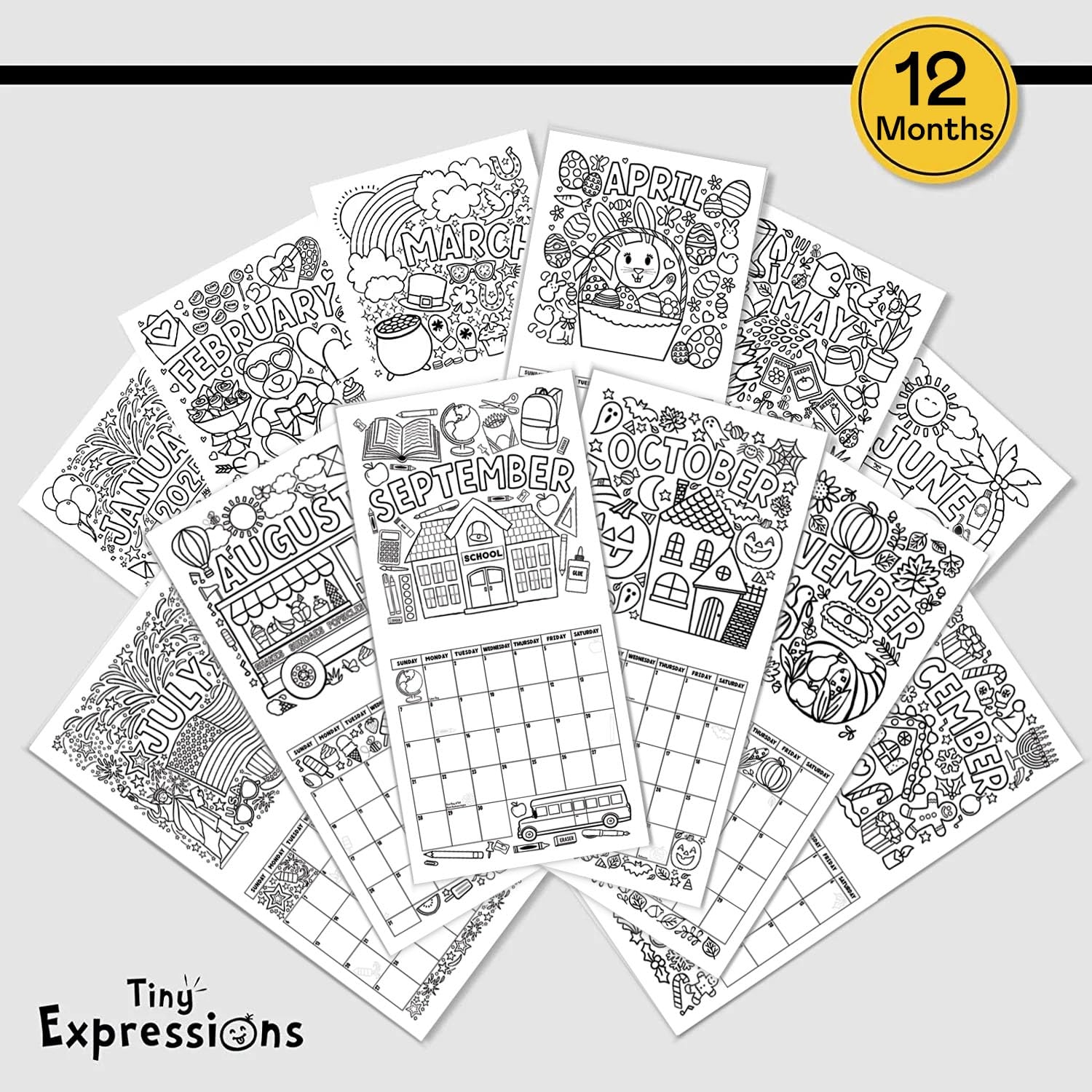 Amazon Tiny Expressions Kids Coloring Calendar 2025 12 