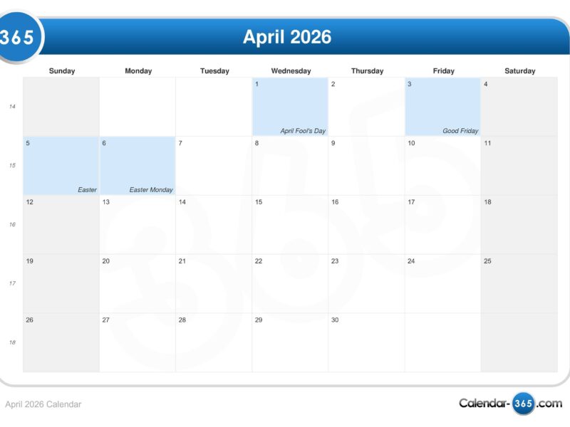 April 2026 Calendar
