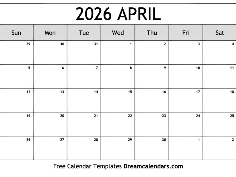 April 2026 Calendar Free Printable With Holidays And Observances