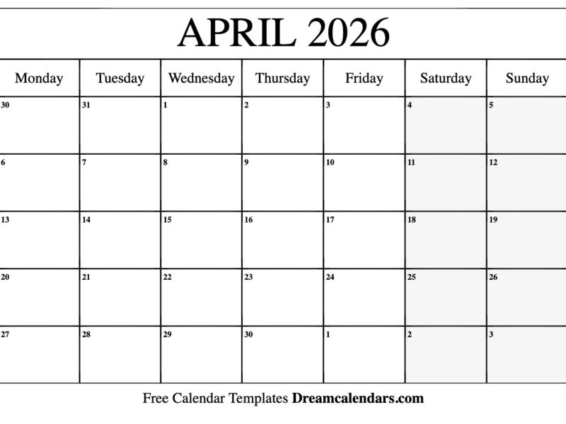 April 2026 Calendar Free Printable With Holidays And Observances