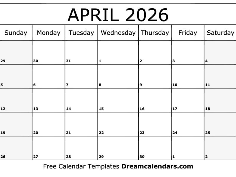 April 2026 Calendar Free Printable With Holidays And Observances