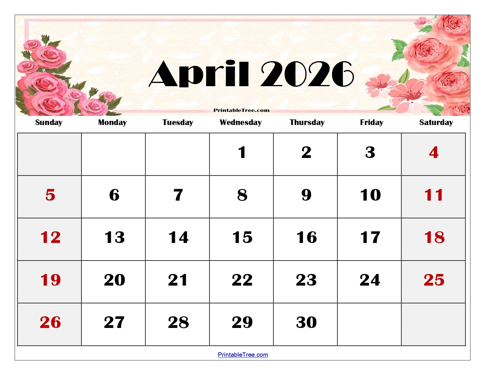 2026 April Calendar