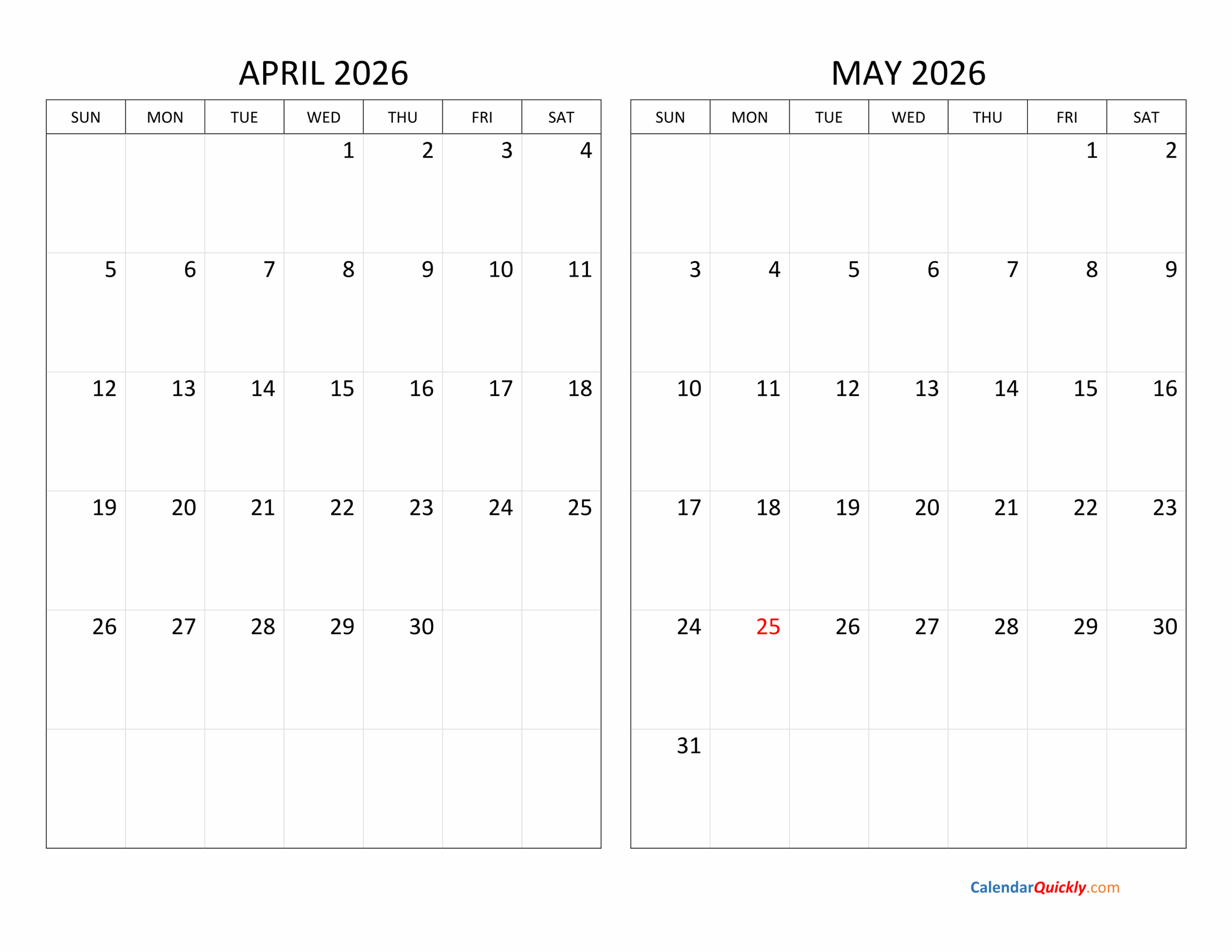 Calendar For April Of 2026