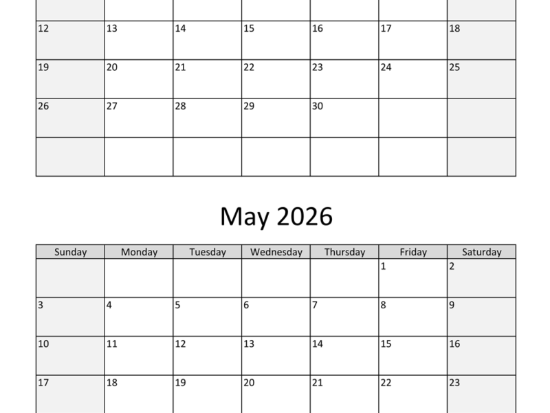 April And May 2026 Calendar WikiDates