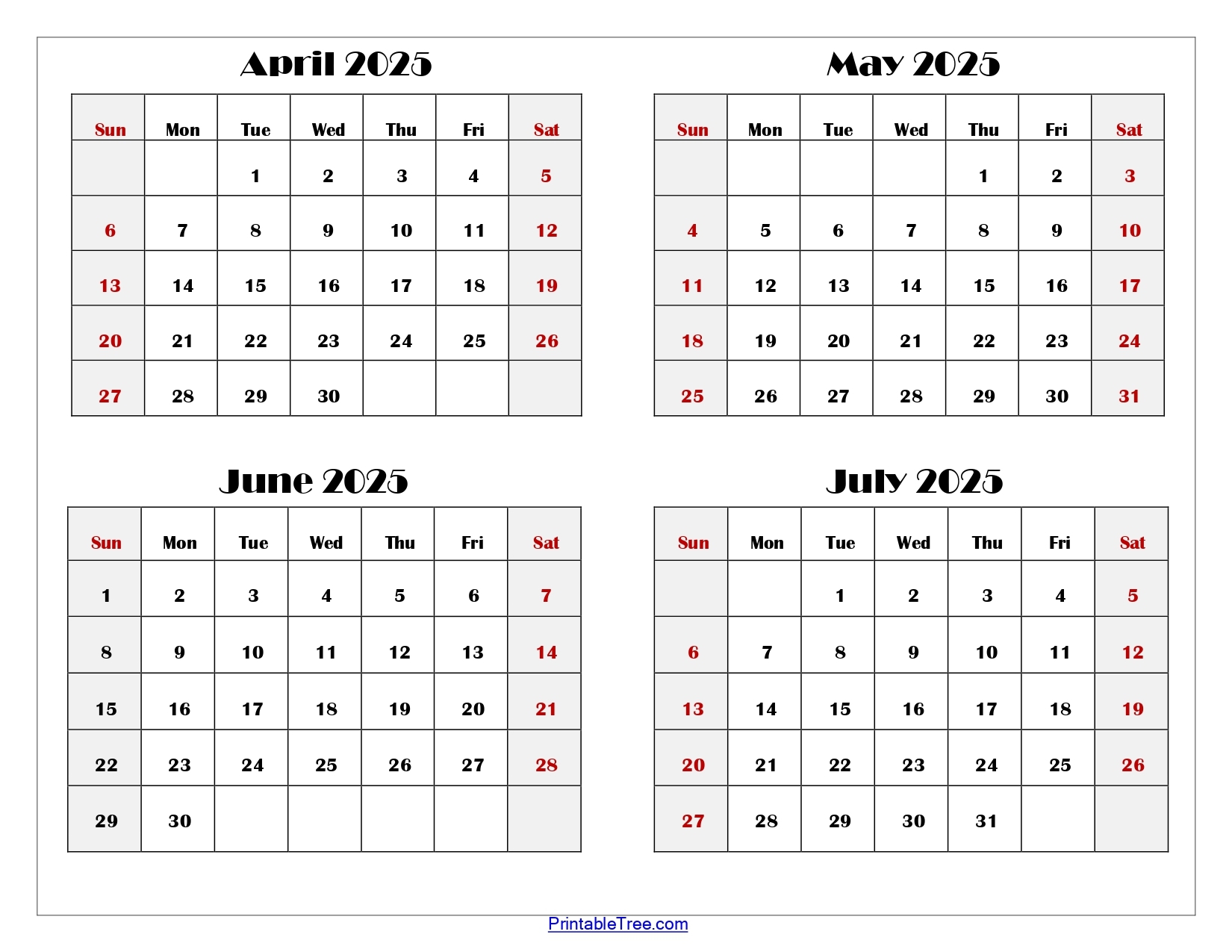 Calendar April To June 2025