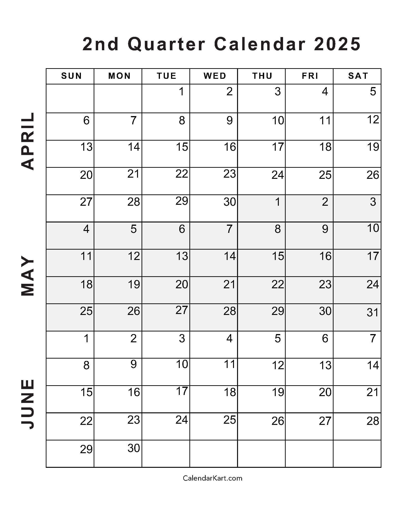 June-July Calendar 2025