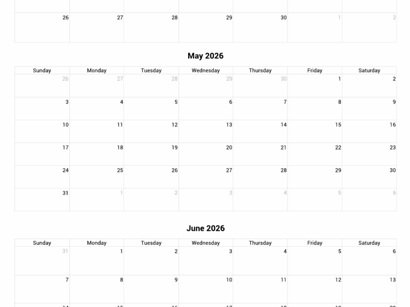 April To June 2026 Calendar Printable Custom Calendar Maker