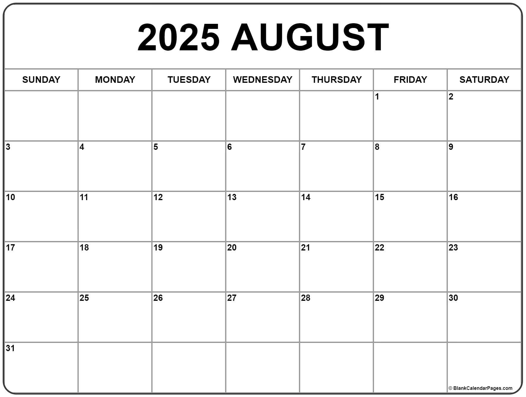 Blank Calendar August 2025 To June 2026