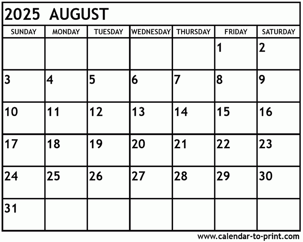 Printable Calendar August 2025-June 2026