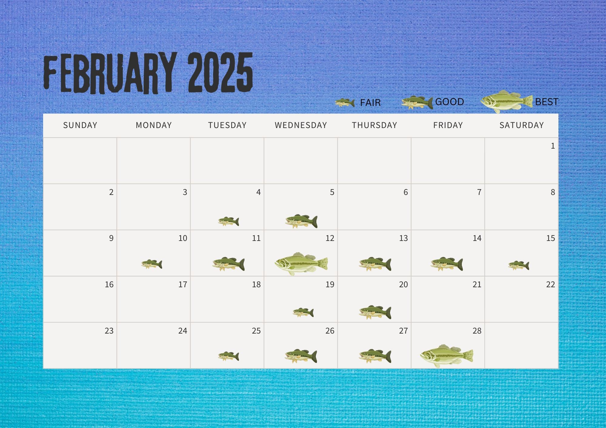 Best Fishing Days 2025 Calendar Digital Download Only Etsy
