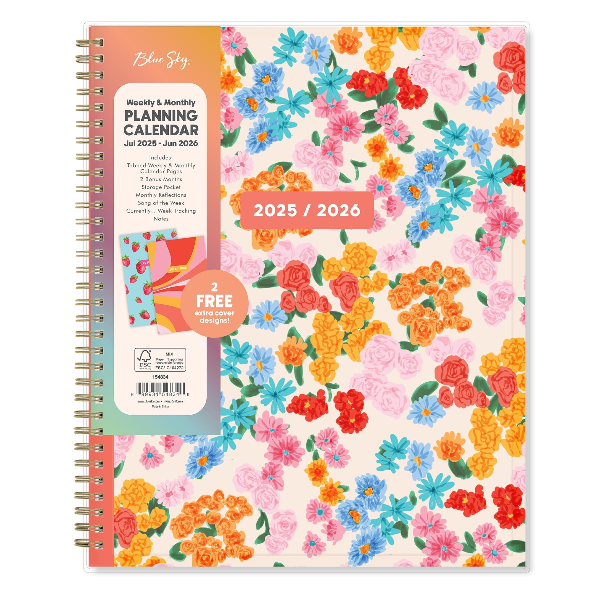 Blue Sky 2025 2026 Weekly And Monthly Academic Year Planner Calendar July 2025 June 2026 8 5
