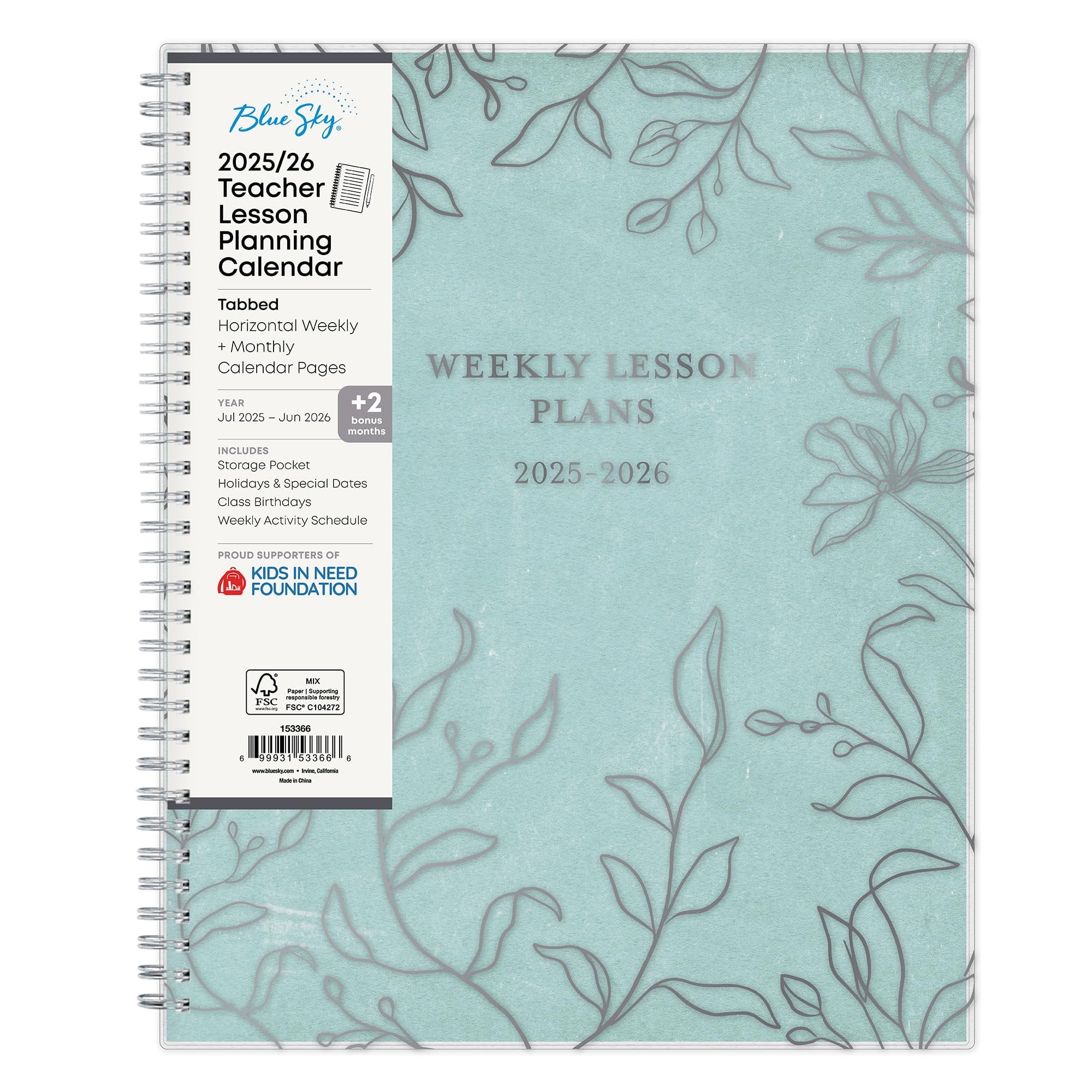 Blue Sky 2025 2026 Weekly And Monthly Academic Year Teacher Lesson Planner Calendar July 2025 June 2026 8 5