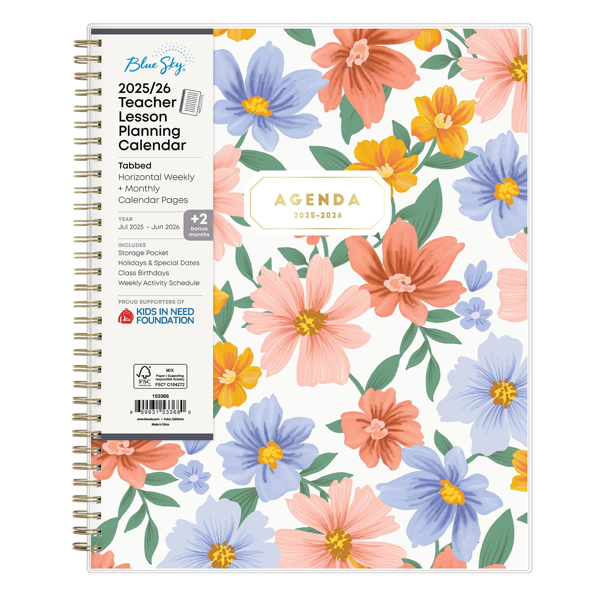 Blue Sky 2025 2026 Weekly And Monthly Academic Year Teacher Lesson Planner Calendar July 2025 June 2026 8 5