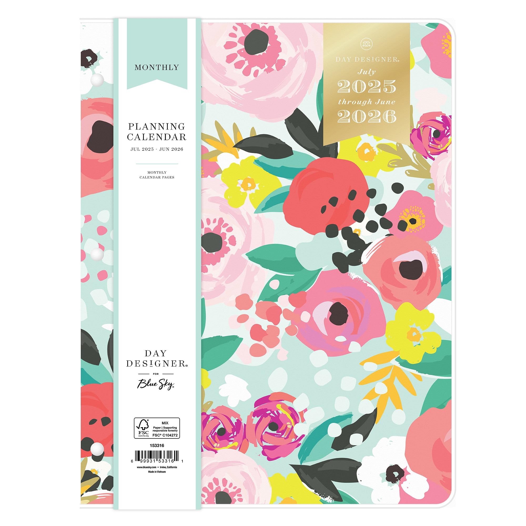 Blue Sky Day Designer 2025 2026 Monthly Academic Year Planner Calendar July 2025 June 2026 8 5