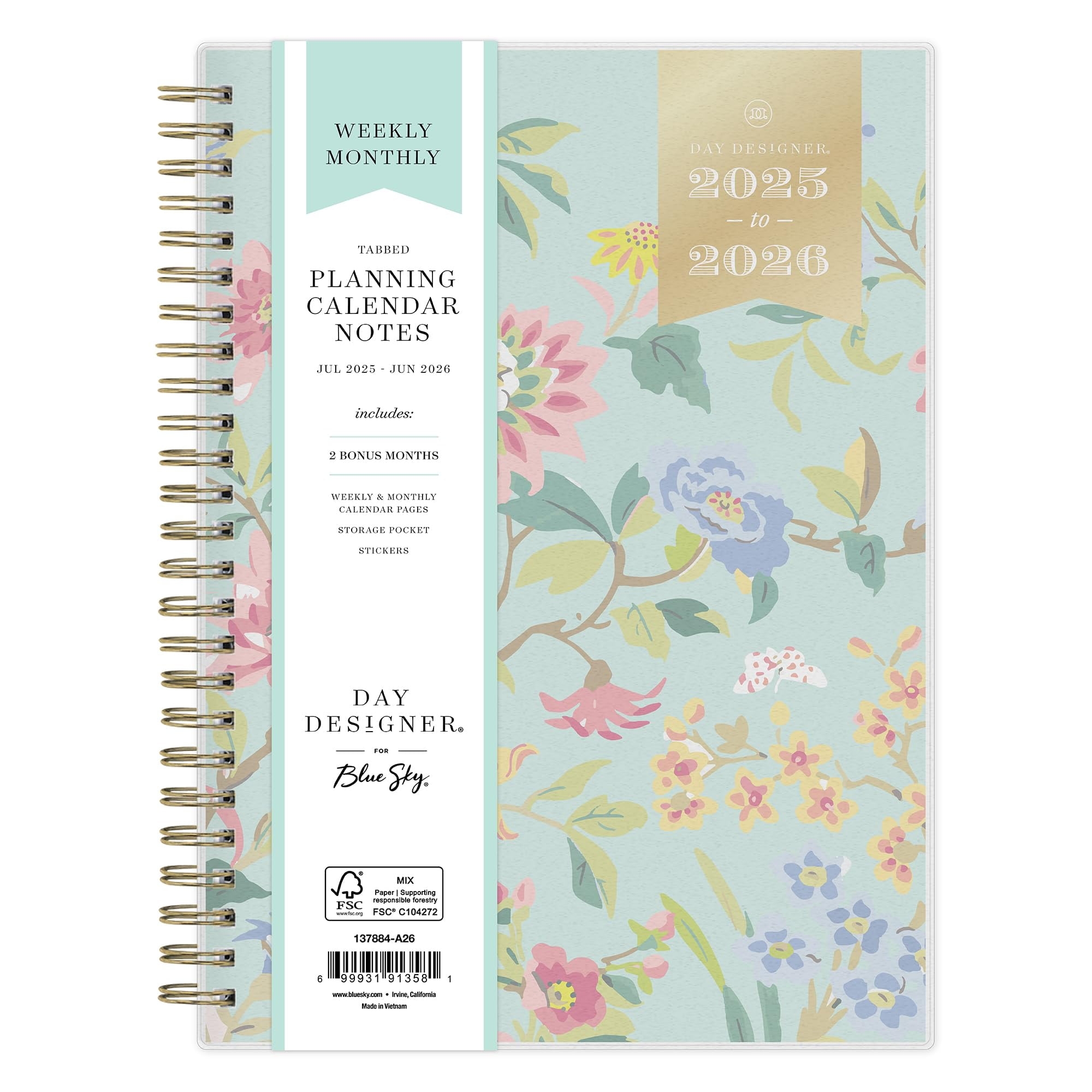 Blue Sky Day Designer 2025 2026 Weekly And Monthly Academic Year Planner Calendar July 2025 June 2026 5 8