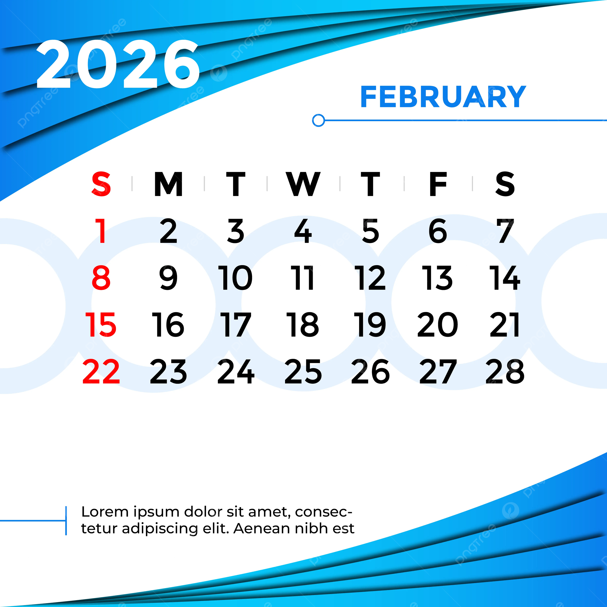 Calendar 2026 February Month Vector Template Download On Pngtree
