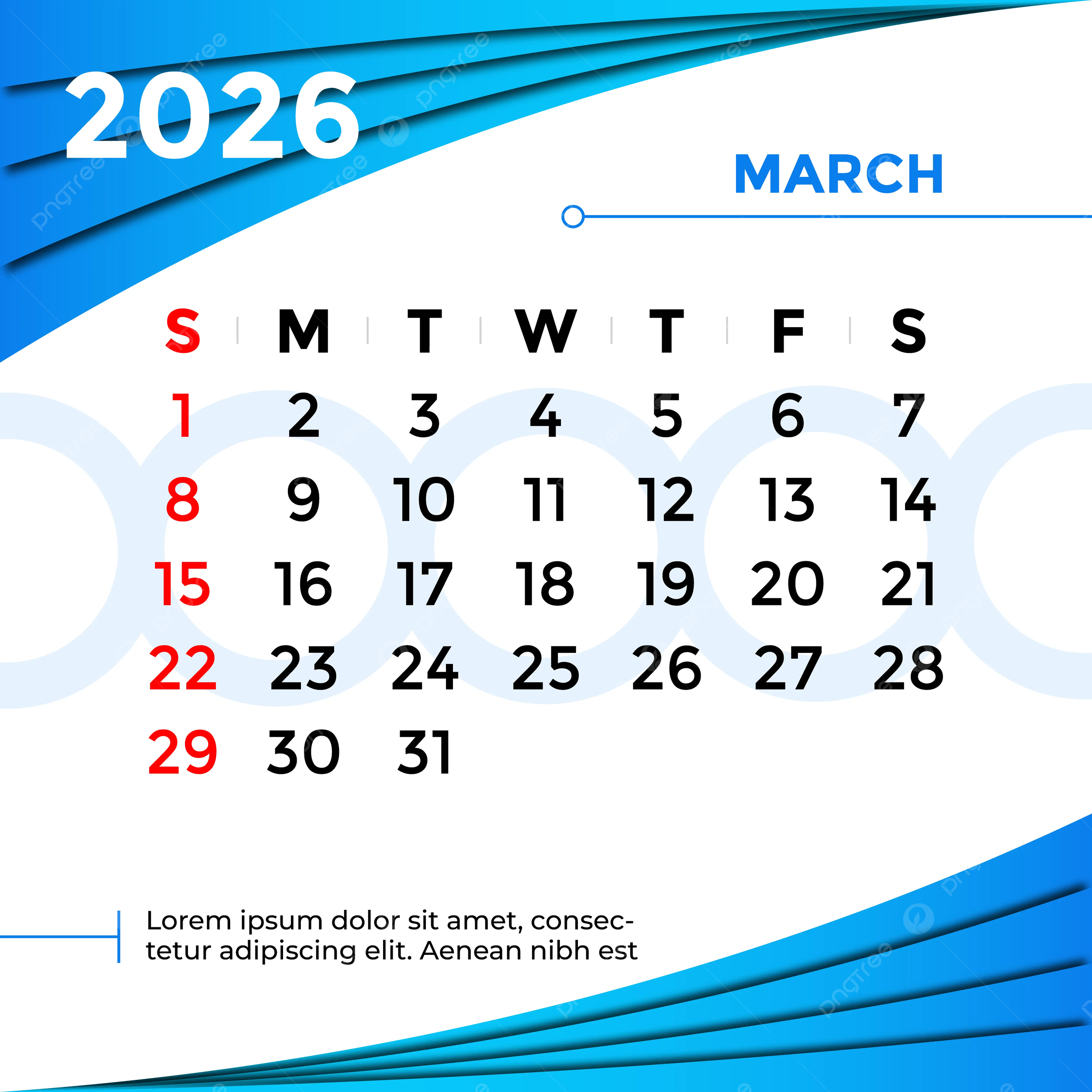 Calendar 2026 March Month Vector Template Download On Pngtree