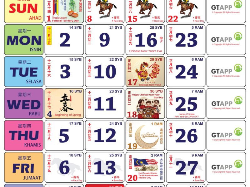 Calendar Malaysia 2026 Calendar Malaysia