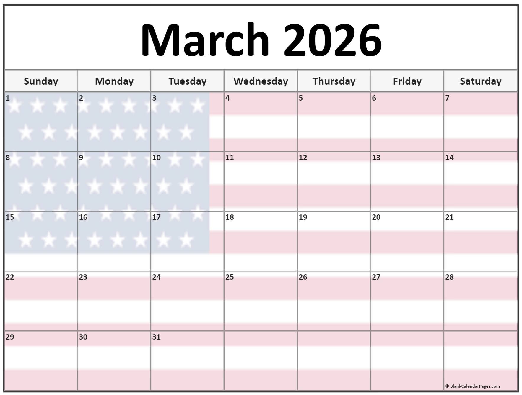 Collection Of March 2026 Photo Calendars With Image Filters 
