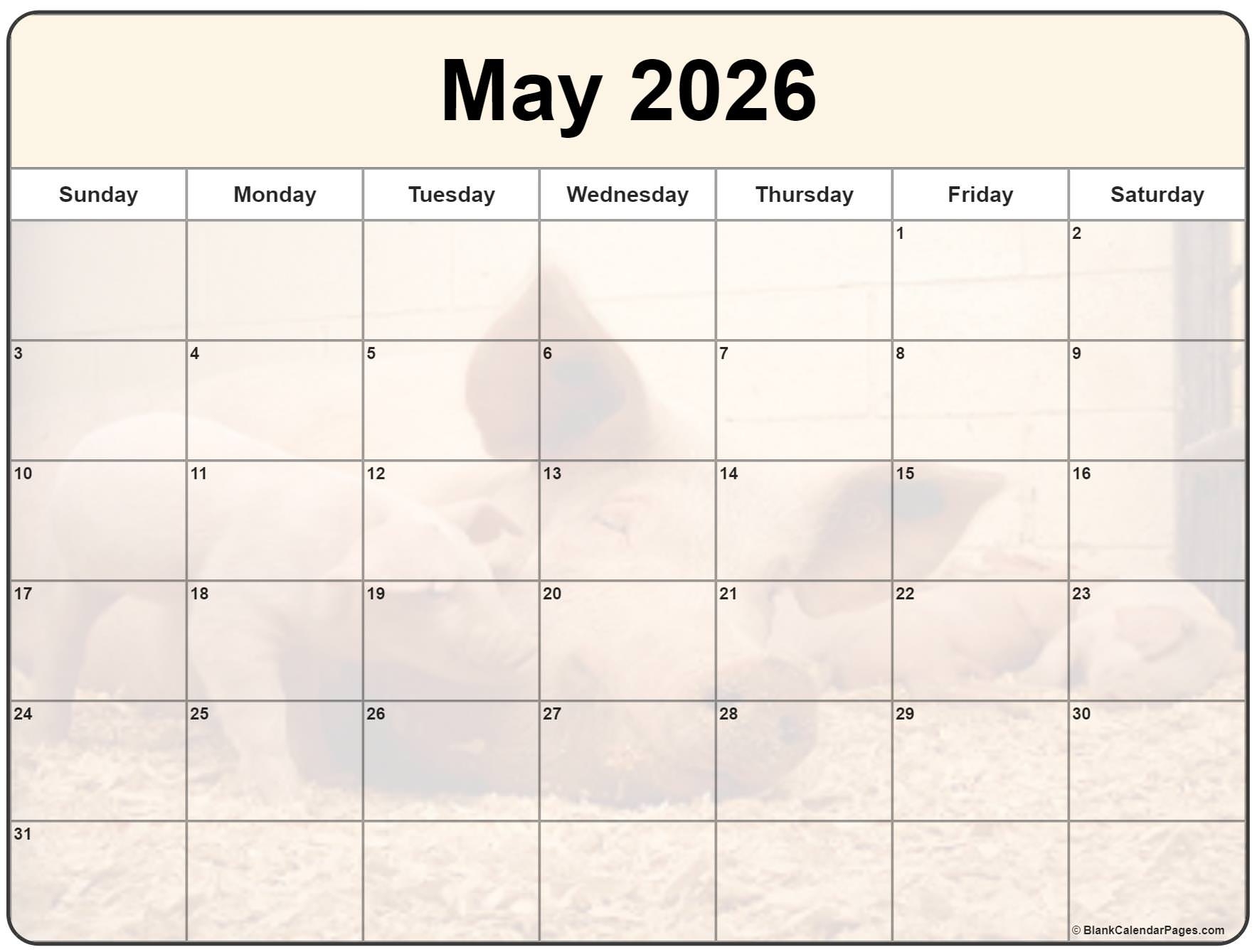 Blank May 2026 Calendar Printable